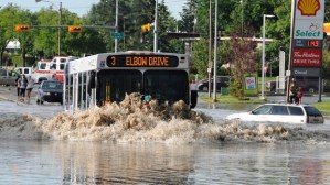 Bus in Calgary, Alberta, floods