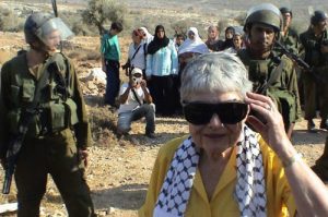 Hedy Epstein in Bilin, Occupied West Bank, Palestine.  Photo source, Middle East Monitor.